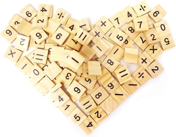 100 stk Træ Scrabble-brikker Tal Symboler Flade Brikker til Håndværk Pro