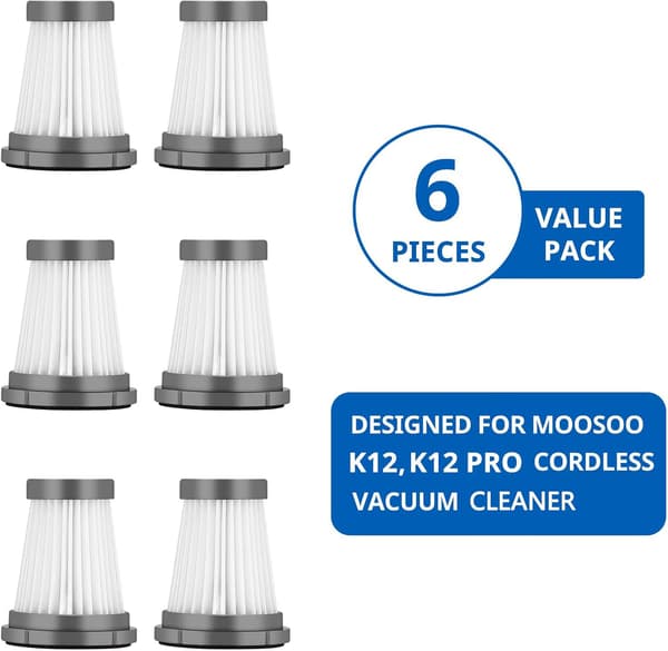 6-pack Replacement HEPA Filters, Only Compatible with MOOSOO K12