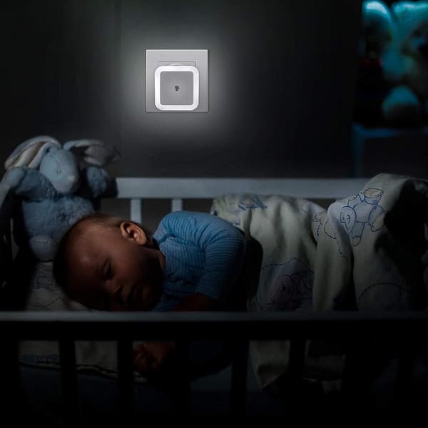 Automatisk LED-natlampe med stik, 6-pak, natlampe til børn
