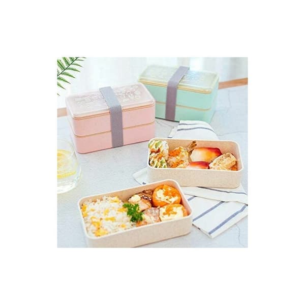 Bento Box Matlåda Kökstillbehör Dubbelskiktad Rektangulär Lunchlåda (18 11 10 cm) 1 st