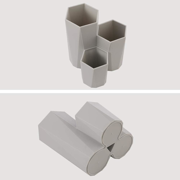 Makeupbørsteholder Grå Multifunktionel Penholder Krukke Hexagon Ma