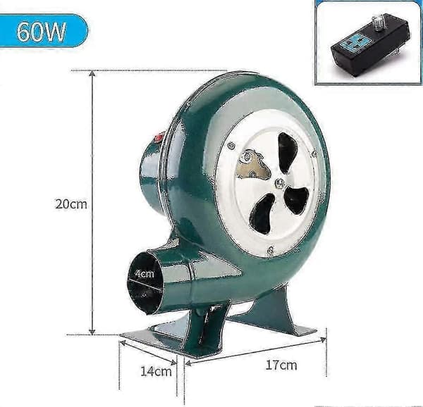 220V Elektrisk Smedjeblæser - Med Regulator - Grill Pejsblæser - Centrifugal Grillblæser, 60W (FPK11)