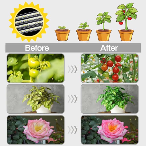 LED Plant Light, 6000K Full Spectrum Clip Plant Light with White Red LEDs for Indoor Plants, 5-L