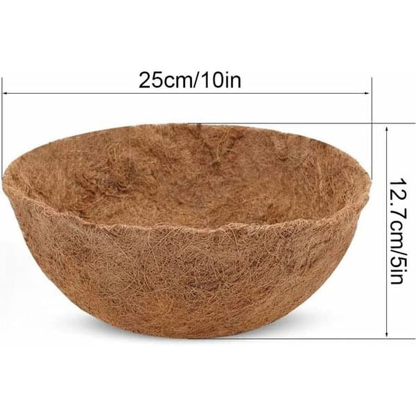Natural Coconut Fiber Liner for Hanging Baskets, 2 Pcs - 25 cm Round Replacement