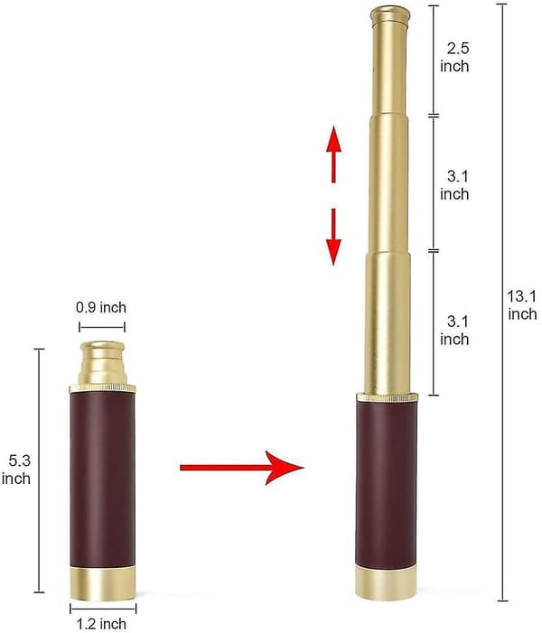 Pirate Monocular Telescope, Handheld Collapsible Brass Telescope 25x30 with Zoom