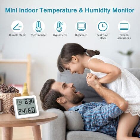 Indoor Thermometer Hygrometer Digital LCD Temperature/Humidity Meter C/F Alarm Clock -10-70C（FMY）