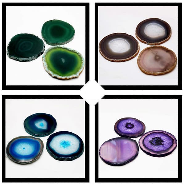 Drink Coaster Natural Agate Green Round Heat Resistant Stone Coaster For Kitchen Dining Table Drink (FMY)
