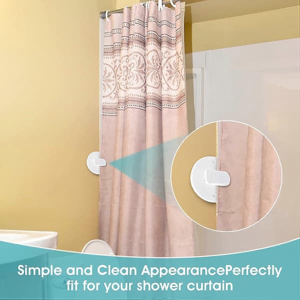 4-pack Shower Curtain Clips - Self-Adhesive with Water Protection, White, Suitable for Indoor & Outdoor Use