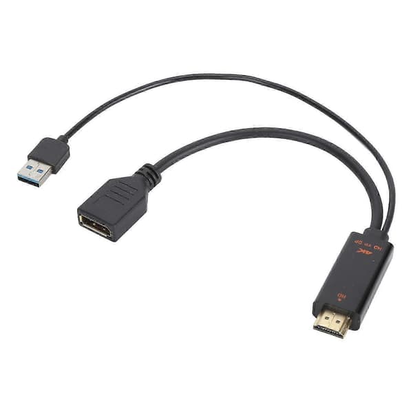 HD Multimedia Interface til DisplayPort Kabeladapter med USB-strøm 3840x2160 60Hz 25cm Lang Videoadapterkabel