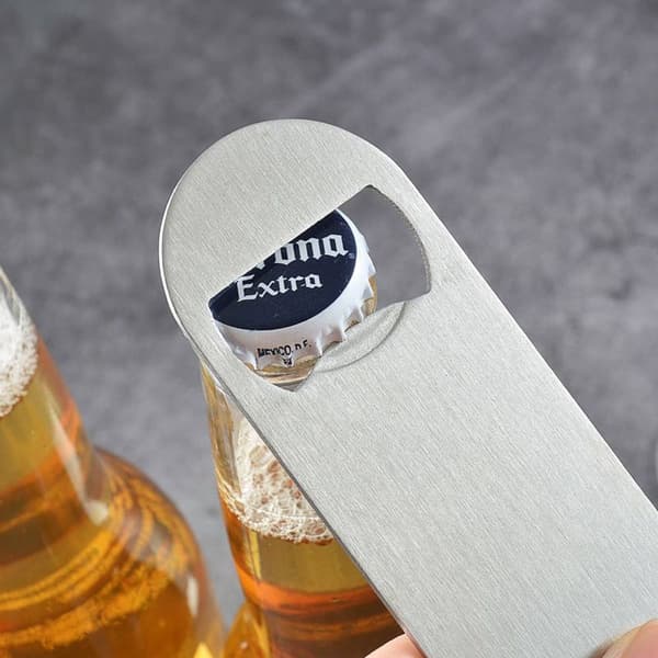 Robust bottle opener in stainless steel