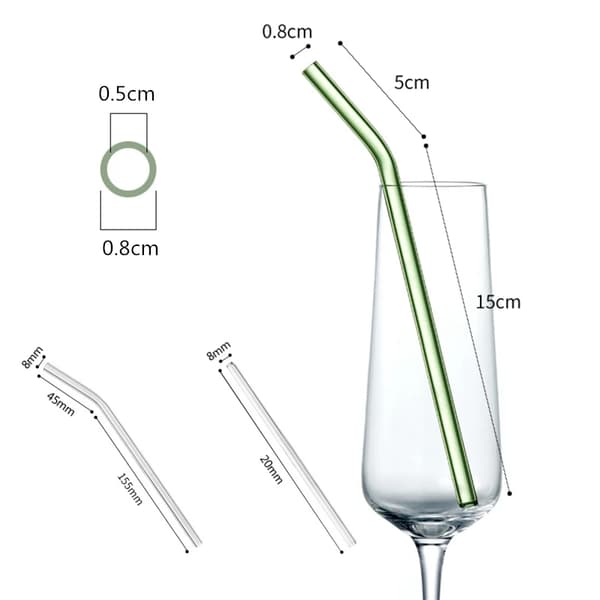 Smoothie-sugerør i glas, genanvendelige, gennemsigtige sugerør