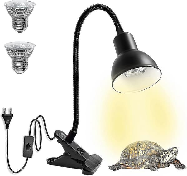 Turtle Heat Lamp for Reptile Aquarium, Turtle with 2 UVA UVB Lamps, Backlight, Adjustable 360 Degree Rotation Clip for Turtle [DB]