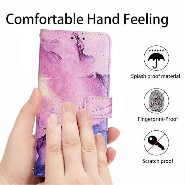 Compatible with iPhone 17 Pro Max Kickstand Case Marble Pattern PU Leather Wallet Case Purple Purple Purple Purple Purple