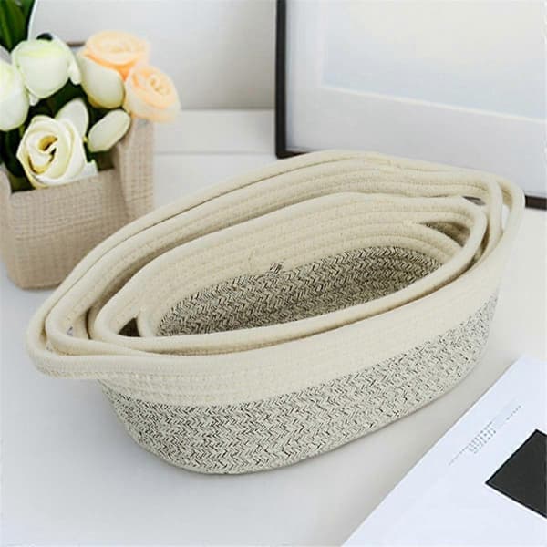 Rope Storage Baskets, Woven Basket - Portable Cotton Baskets for Clothes, Bedding, Towels L