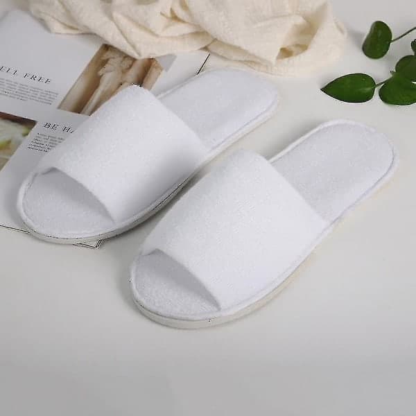 10 par åbne spa-slippers, hvide spa-hotel-slippers, passer til de fleste mænd og kvinder