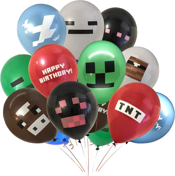24-pak Pixel Miner Craft Style Gamer Party Balloner - Store