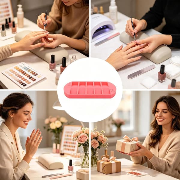 Organizer til kunstige negle, opbevaringsboks, flere rum pink - Rosa