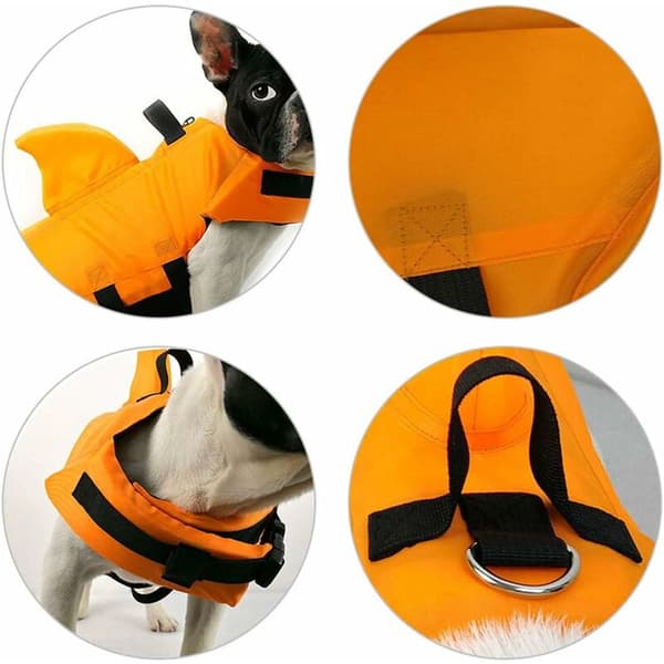 Hundeflydevest Justerbar Sikkerhedsvest til Hvalpe med Hajfinne (L, Orange)