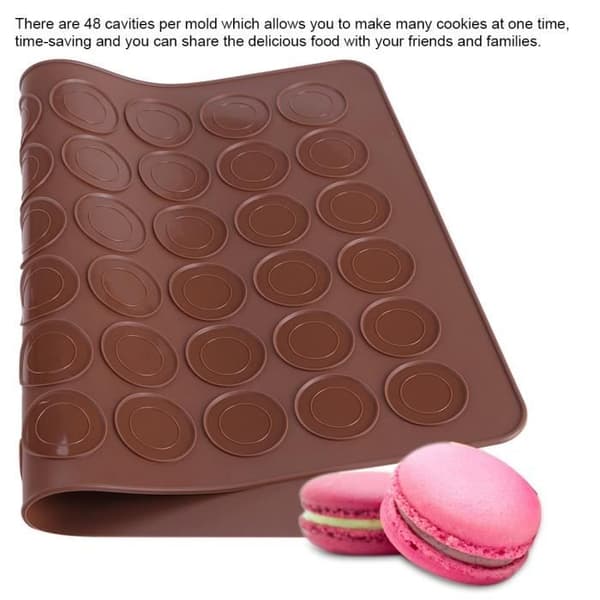 Macaron bagesæt: Silikone macaron måtte - 39*28.5cm 48 hulrum - BOH-TUN[DB]