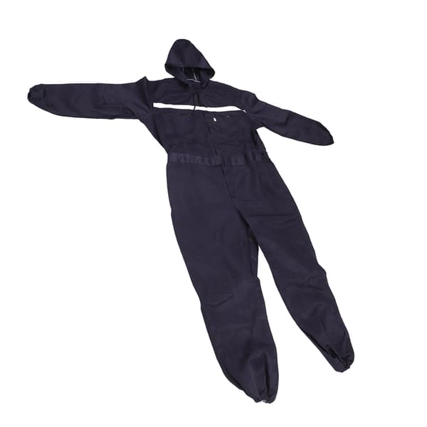 Arbeidsoverall XL med hette, rustfri, mørkeblå, langermet, reflekterende overall for fabrikker