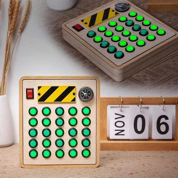 Lysende LED-knapper Aktivitetsbræt Knap Legetøj Kontrolpanel Fidget Legetøj