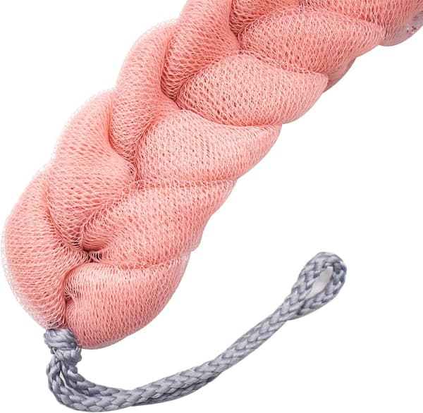 Bath Sponge for Adults, 5 Pieces Back Scrubber Mesh Stretchy Braids Shower Sponge Soft Exfoliating Massage Sponge