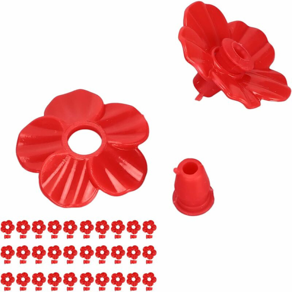 30 stk. kolibrifoder erstatningsblomster, kolibrifoder plastdele, kolibrifoder reservedele i lyse farver (rød)