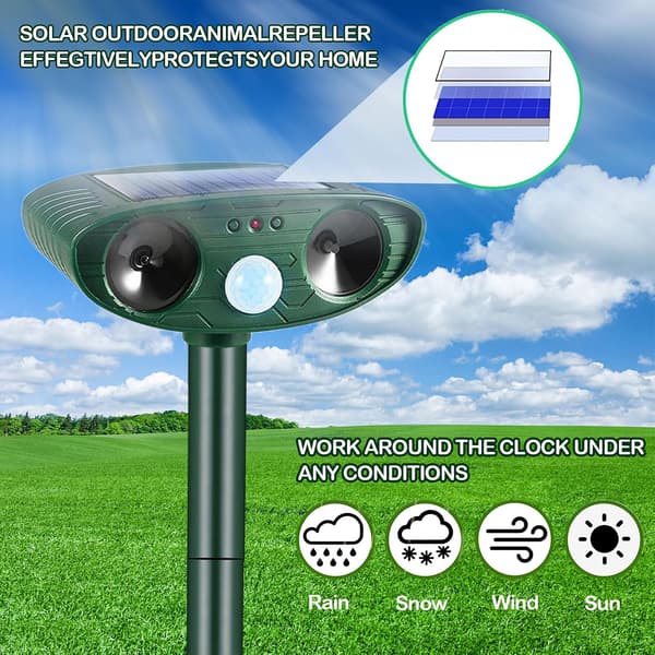 Ultrasonic Cat Repeller, Solar Powered Animal Repeller Waterproof Pest Repellent with Motion Sensor for Yard Dogs Birds Squirrels Deterrent