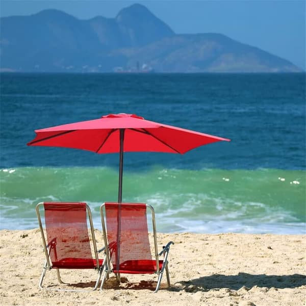Replacement Umbrella Cover - 6 Ribs - 2M/2.7M/3M - Waterproof - Anti-Ultraviolet - Replacement Fabric (2.7M / 8.9Ft, Red)