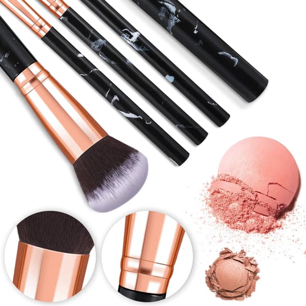 Sæt med 10 professionelle makeupbørster, inklusive børster til foundation, blush og øjenskygge