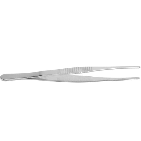 5.5\" Long Silver Tone Stainless Steel Tweezers with Rounded Tip