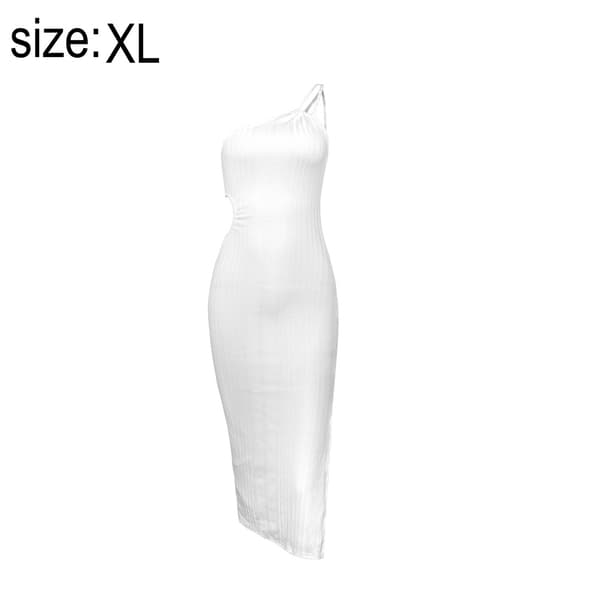 Klänning med en axelrem för kvinnor med dragsko White XL