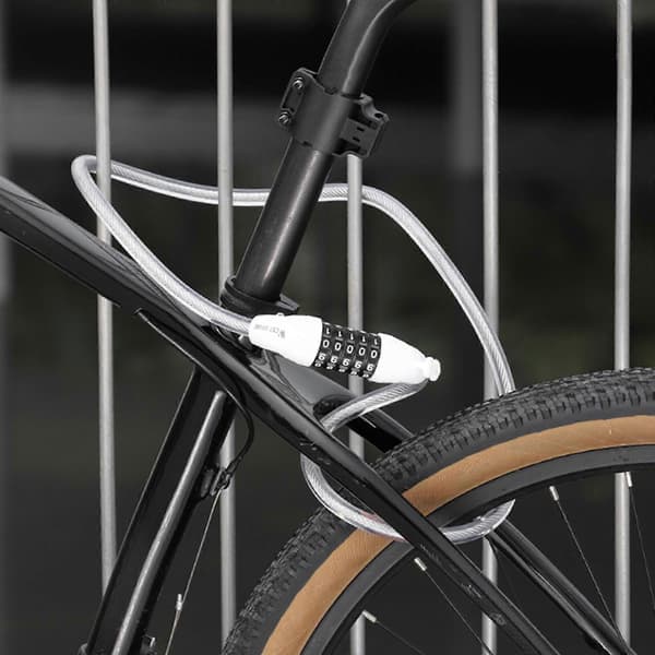 Cykel Säkerhetslås Bärbart Stålkabellås Cykellås 120cm 5-siffrigt Kombinationslås Cykeltillbehör Vit[DB] Vit White