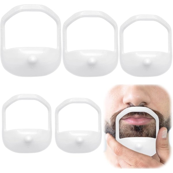 5 størrelser Herre Goatee Grooming Tool Set Hvit Vit