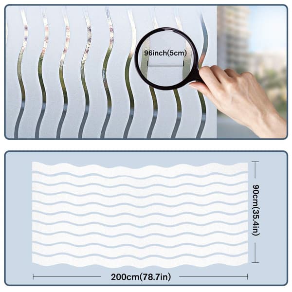 Frosted Window Film Provides Privacy Anti-UV Electrostatic Window Film Non-Adhesive Decorative Window Decal Wave Pattern