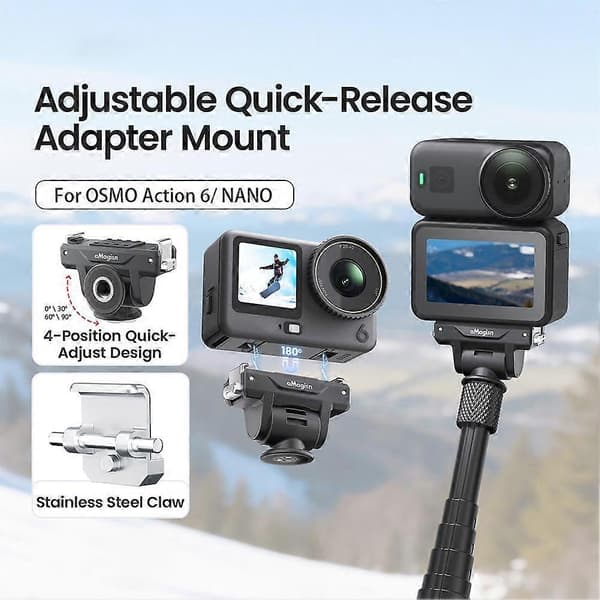 Justerbar hurtigutløseradapter for OSMO Action 6 magnetfeste