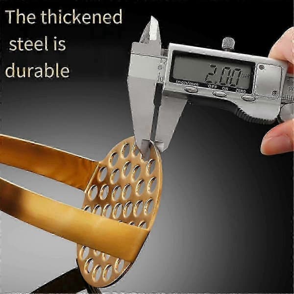 Gullfarget potetmoser i rustfritt stål, husholdningspotetpresse, manuell multifunksjonell moser