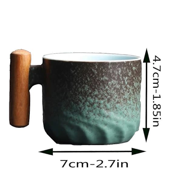 Coffee Cup Wooden Handle Coffee Mug Tea Mug Gradient Glaze Exquisite Ceramic Small Mug Green Green