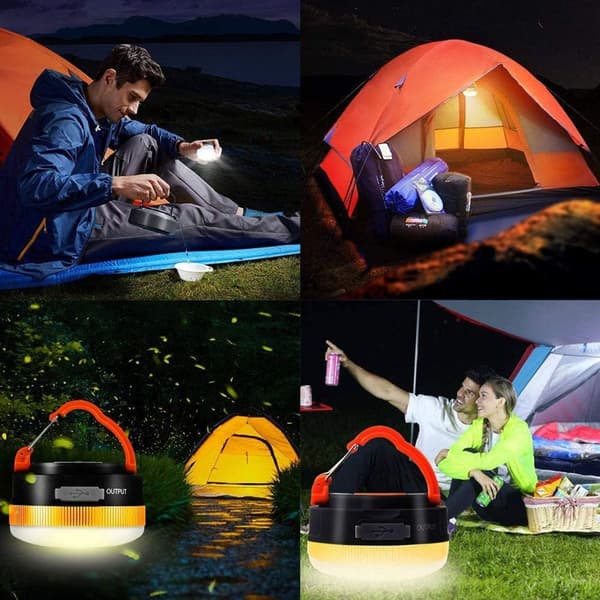 Bærbar solcelle-LED-campinglanterne, solcelledrevet og USB-genopladelig KLB