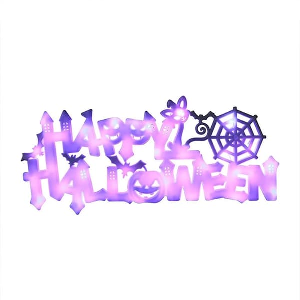 32x13cm LED Happy Halloween Sugekopp Hengende Vinduslys Festdekorasjon (Lilla)