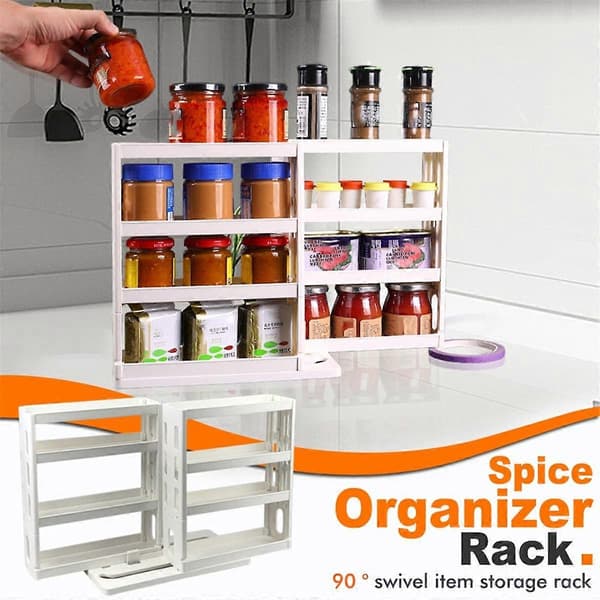 New Cabinet Foldable Organizer Pull-Out Spice Rack Organizer Kitchen Rotating Organizer for Cabinets, Pull-Out