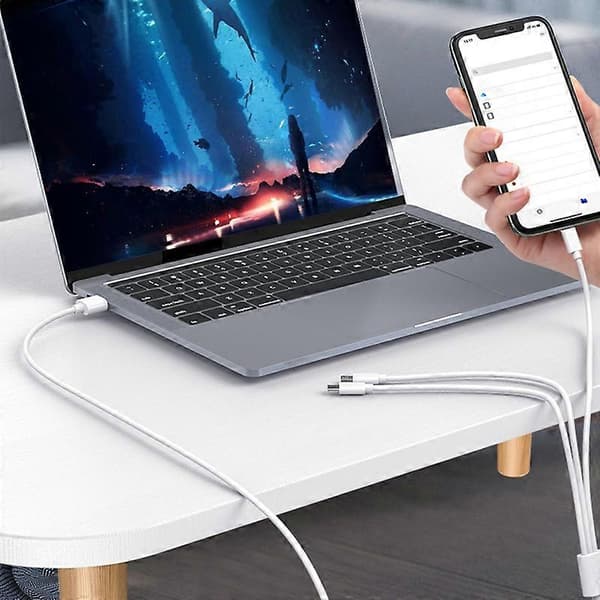 Datakabel 3-i-1 Universal 1m 8Pin Type-C Micro USB Hurtigopladningskabel Kompatibel iPhone
