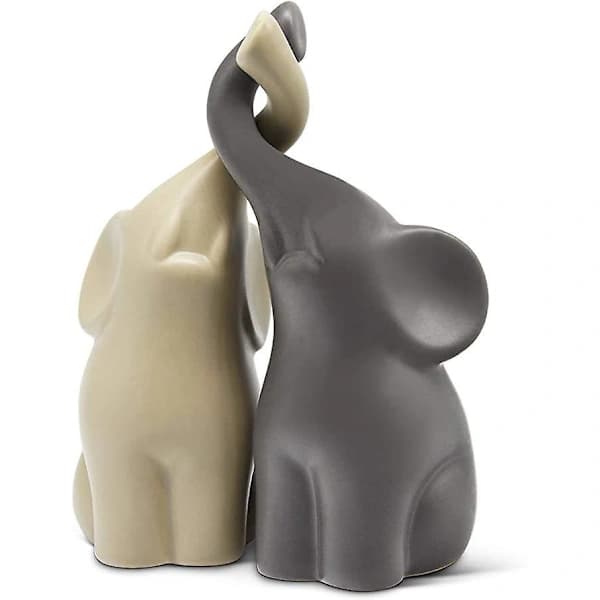 Elephant in Love Resin Sculptures Modern Ceramic Sculpture Grey Unique Ornaments
