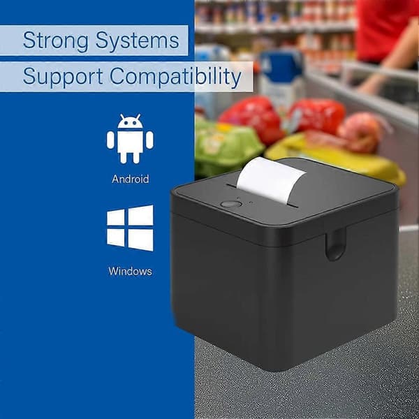 Termisk kvitteringsprinter, høj hastighed 90 mm/s, USB/BT-forbindelse, ESC/POS-kompatibel, til //IOS/Android EU-stik