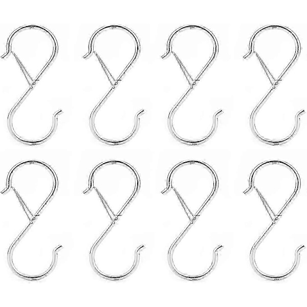 8-pack S-hook hanger, S-hook for hanging shelf, silver S-hook