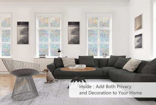 Myronsa Window Film for Privacy 3D Decorative Glass Window Decal 60cm x 2m
