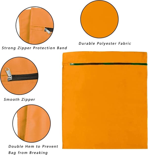 Vasketaske til kæledyr, stor vaskepose forhindrer hårstop, orange, 70x80cm