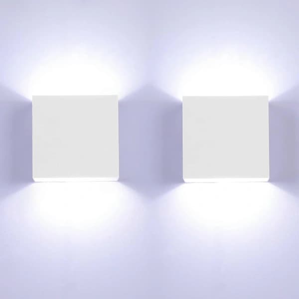 2-pack LED Wall Sconce Up and Down Modern Aluminum Wall Lamp for Living Room Bedroom Hallway White Light Black White white light White white light