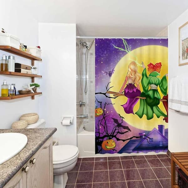 1 stk 72 x 72 Halloween Hekse bruseforhæng sæt Efterår Måneskin Hjem Badekar Dekorationer Badeværelsesindretning E