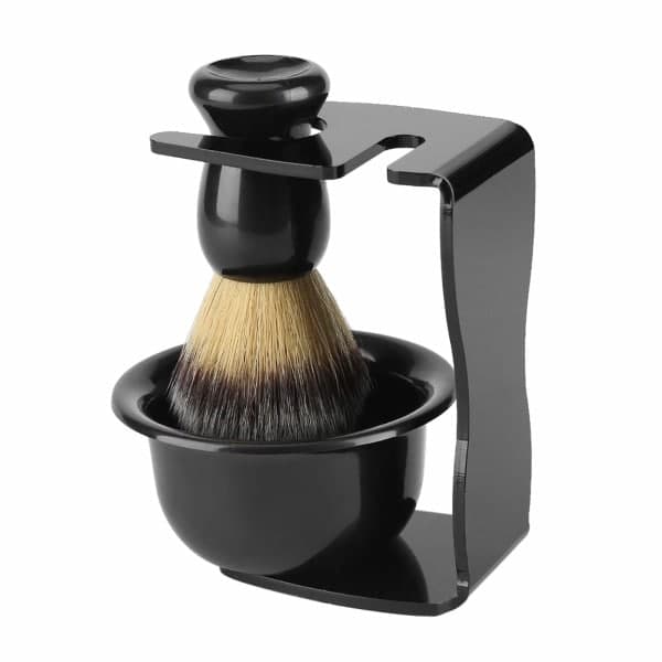 Barberkost 3 stk Professionel Barberkost til Mænd + Stativ/Holder + Sæt